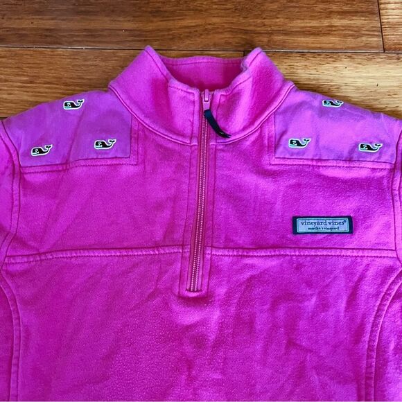Vineyard Vines Hot Pink Whale Print Quarter-Zip Pullover Sz Small - Picture 4 of 9
